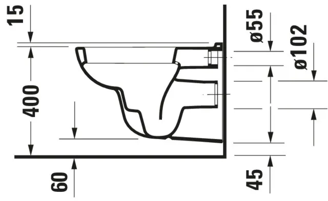 Wand-Tiefspül-WC „D-Code“ 35,5 × 36 × 54,5 cm, mit Spülrand, Abgang waagerecht