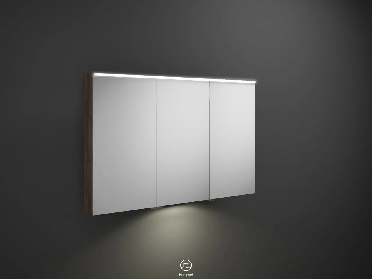 Spiegelschrank Eqio von burgbad - beidseitig verspiegelt, LED-Aufsatzleuchte 4250 K, 170 mm tief, 1200 mm breit, 800 mm hoch