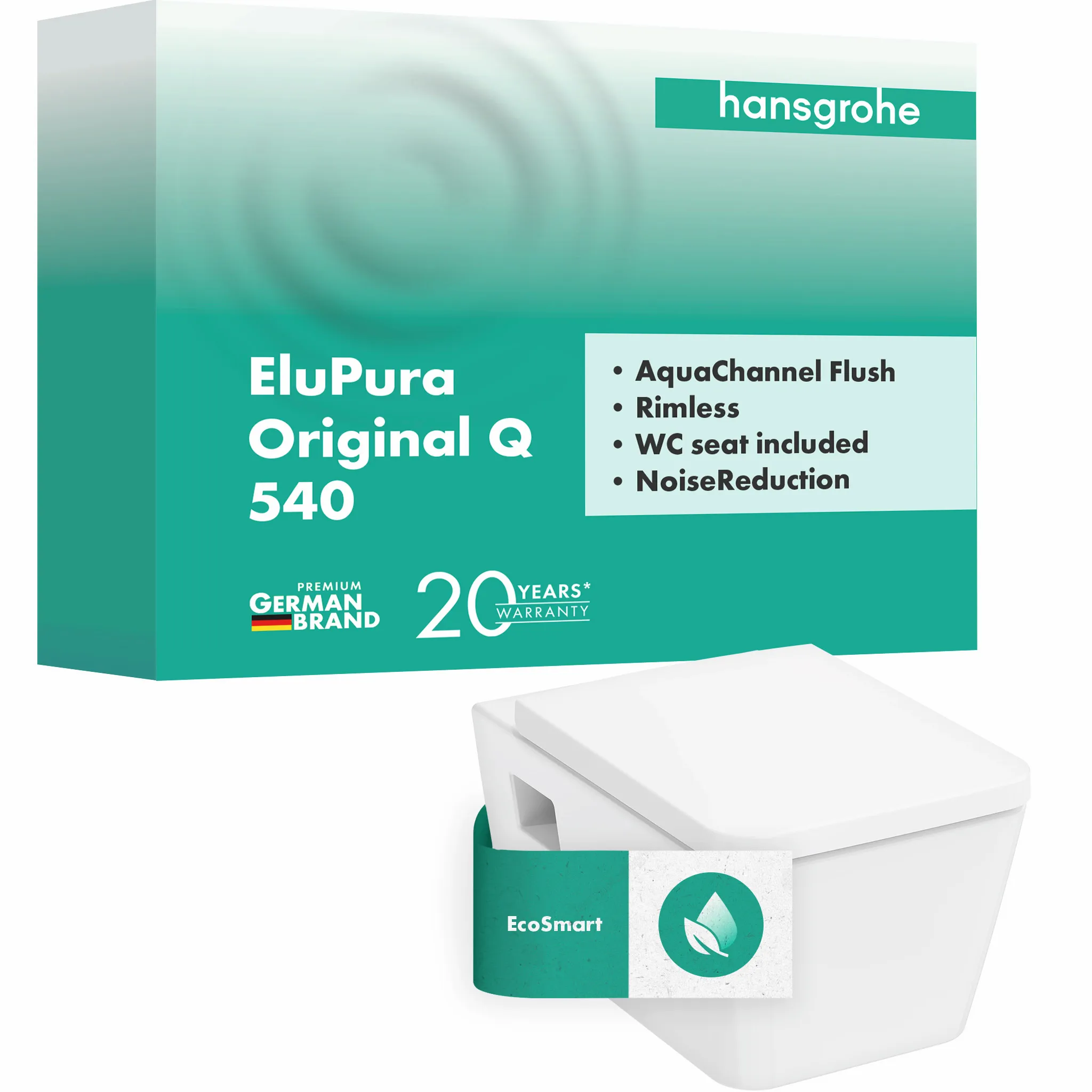 EluPura Original Q Wand WC Set 540 AquaChannel Flush mit WC-Sitz Weiß EluPura Original Q Wand WC Set 540 AquaChannel Flush mit WC-Sitz Weiß