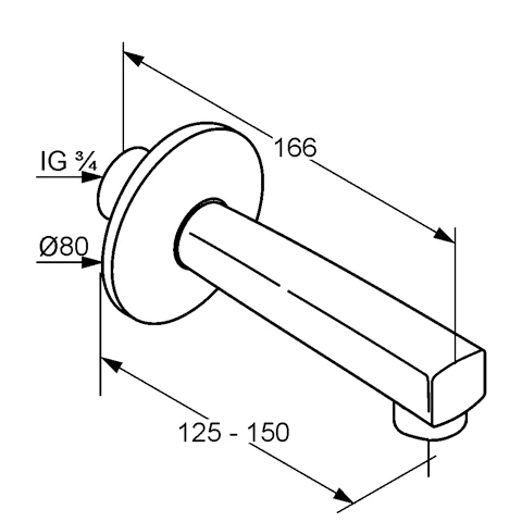 STANDARD Wanneneinlauf DN 20 150mm chrom