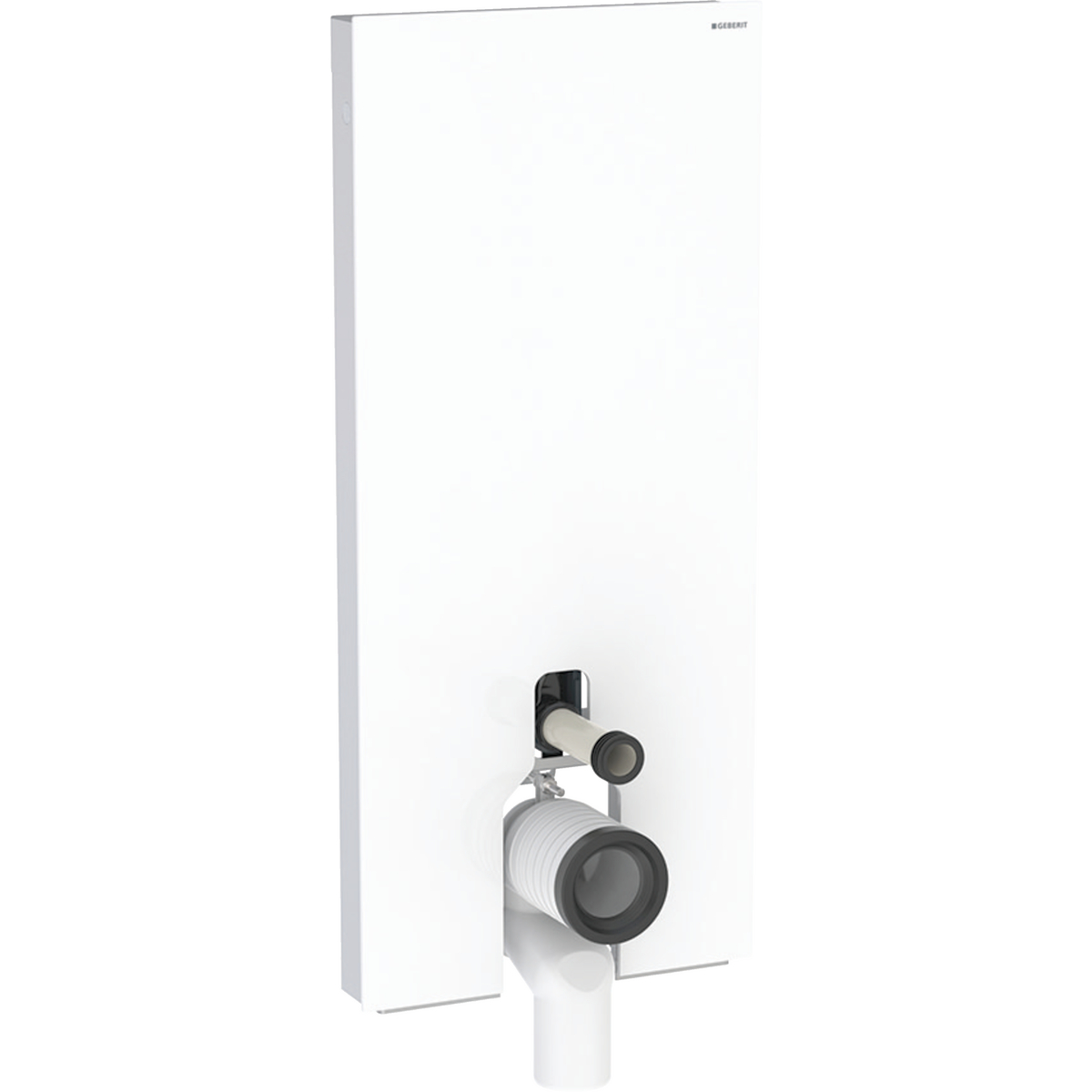 Monolith Plus Sanitärmodul für Stand-WC, 114 cm, Frontverkleidung aus Glas: Glas weiß, Aluminium