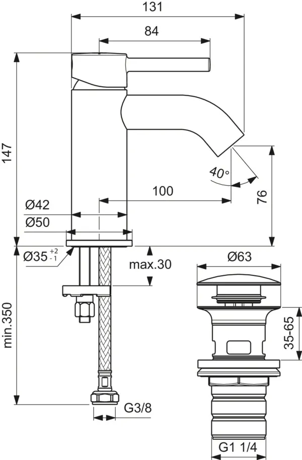 Waschtischarmatur Ceraline, mit Push-open, Chrom Waschtischarmatur Ceraline, mit Push-open, Chrom