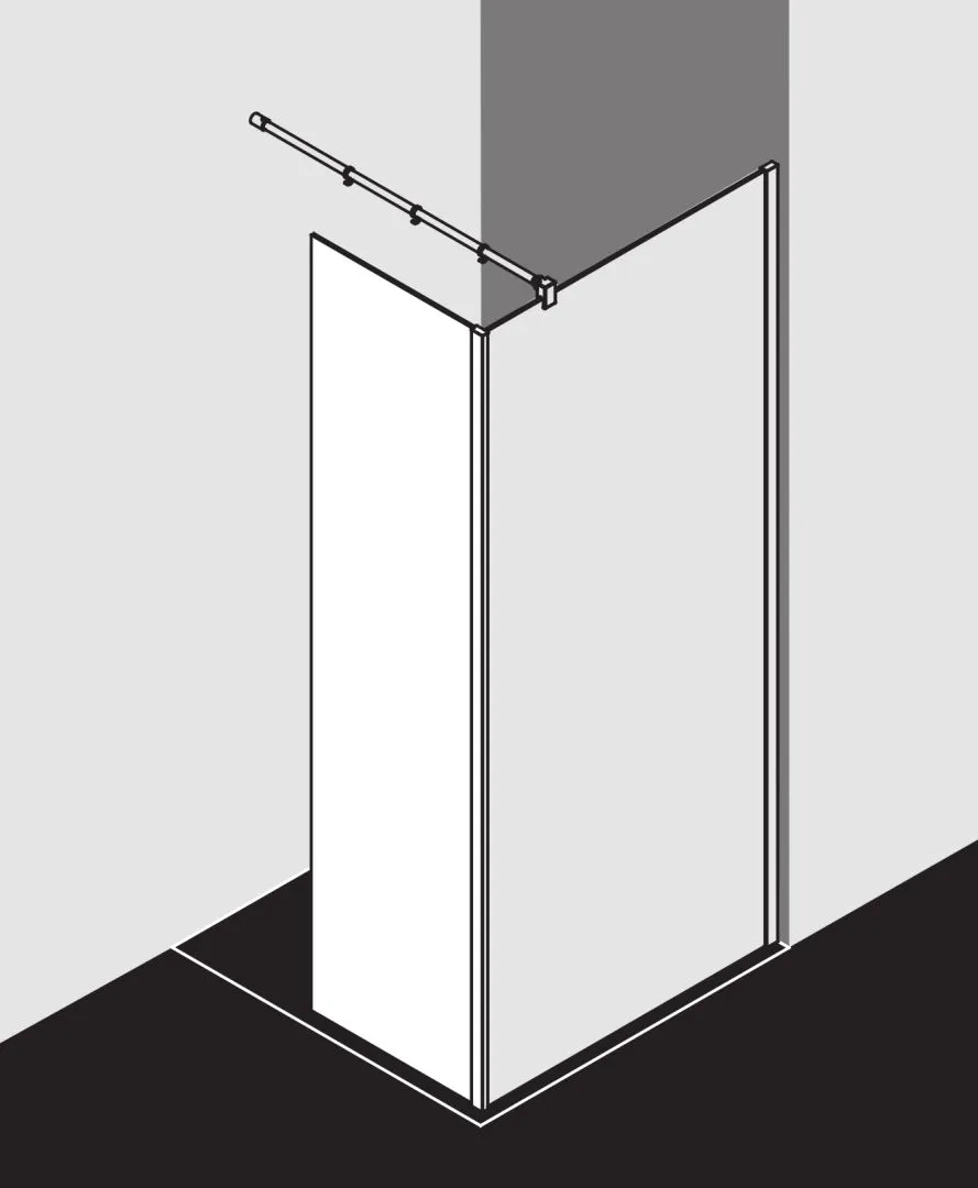 Kermi Duschdesign Walk-In-Duschkabine Festfeld im Winkel „WALK-IN XB“ Glas Klar, Profile Silber Hochglanz, BV: 317 - 317 mm H: 2000 mm