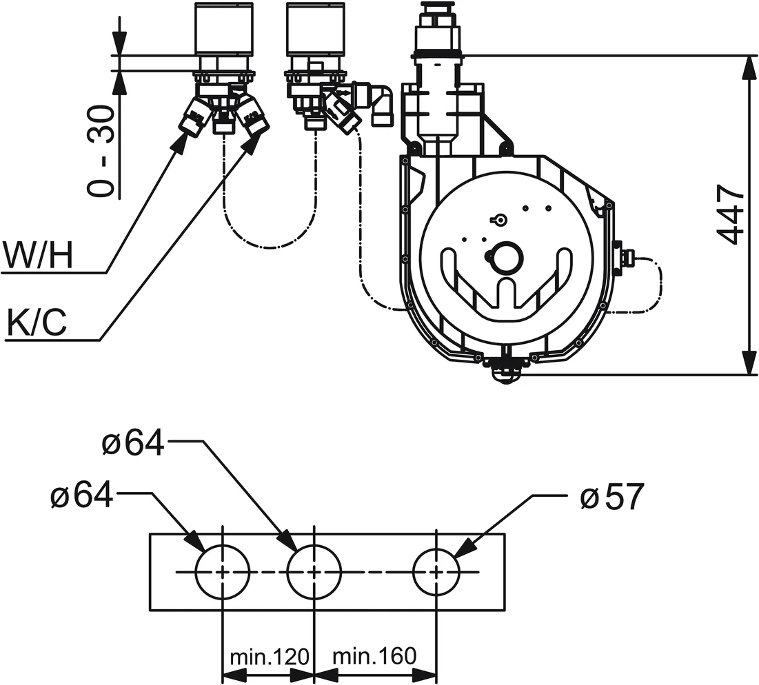 Hansa UP-Rohbauset Bade- und Brausearmatur Hansa 5303 DN20, Wannenrandmontage, Unterputz, Chrom