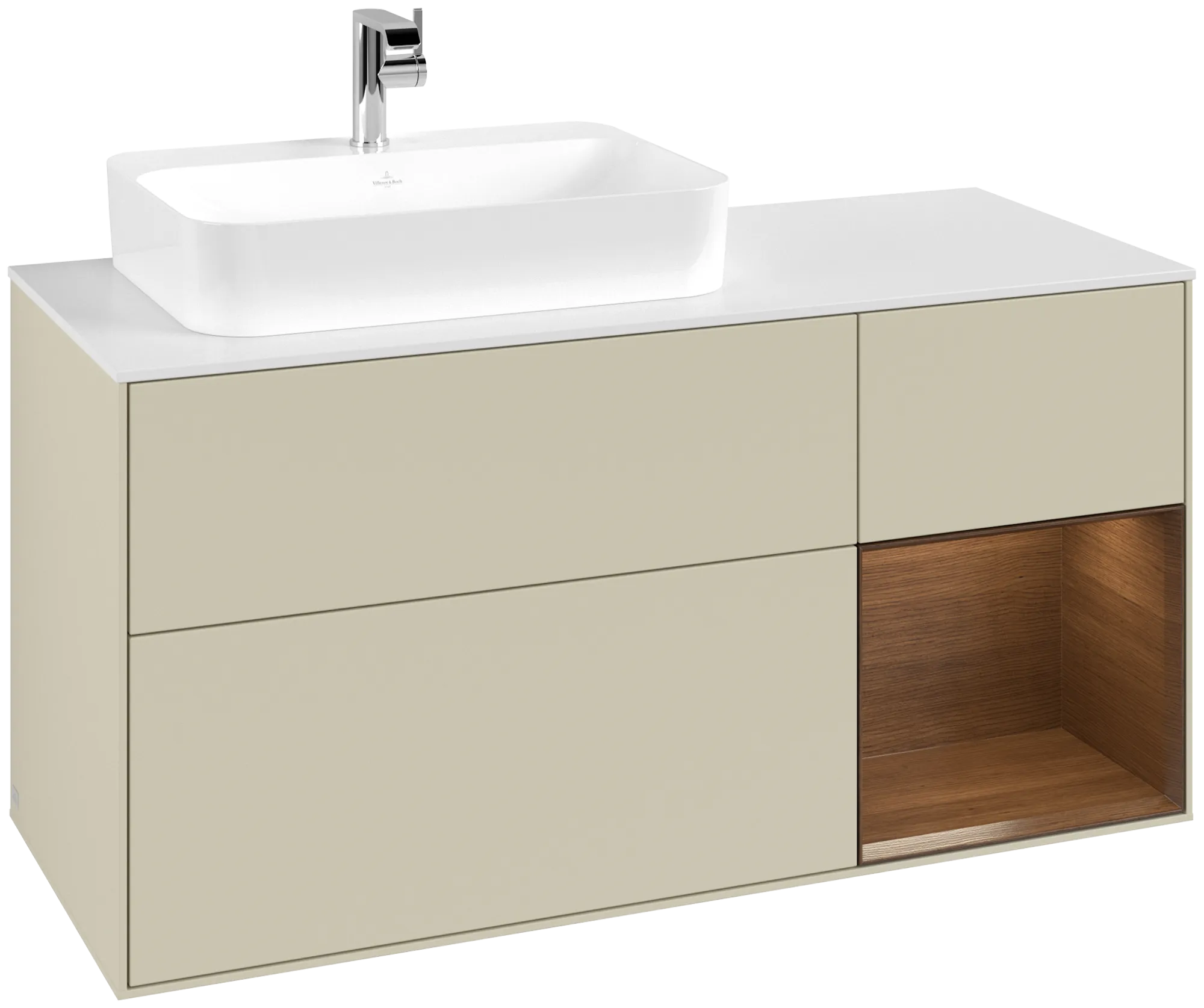 Villeroy & Boch Waschtischunterschrank „Finion“ für Schrankwaschtisch 1200 × 603 × 501 mm Silk Grey Matt Lacquer, für Becken links Villeroy & Boch Waschtischunterschrank „Finion“ für Schrankwaschtisch 1200 × 603 × 501 mm Silk Grey Matt Lacquer, für Becken links