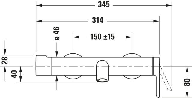 C.1 Einhebel-Wannenmischer Aufputz Ausladung 189,5 Breite 314 mm