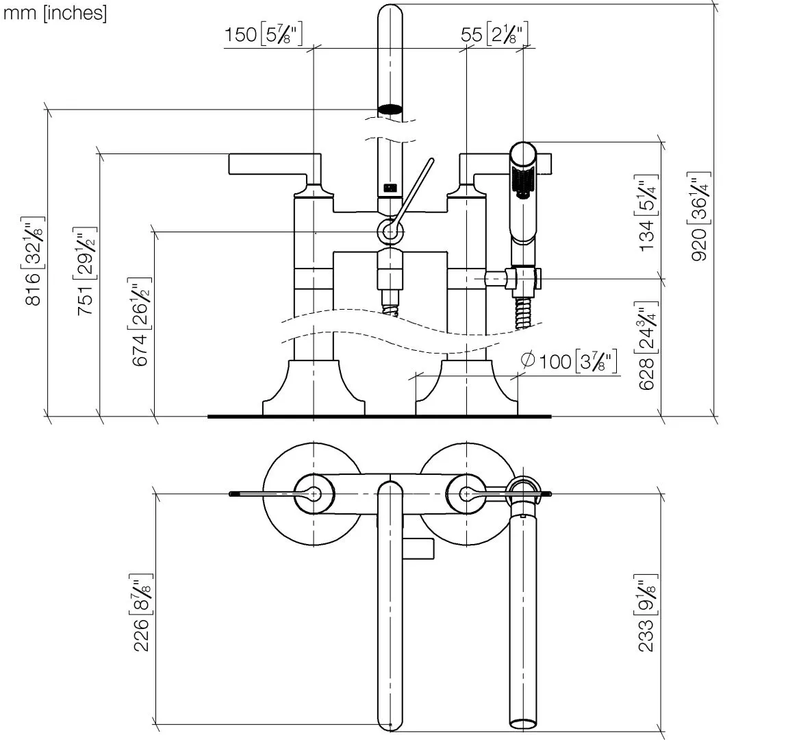Wannen-Zweilochbatterie für freistehende Montage mit Handbrausegarnitur VAIA Chrom 25943819 Wannen-Zweilochbatterie für freistehende Montage mit Handbrausegarnitur VAIA Chrom 25943819