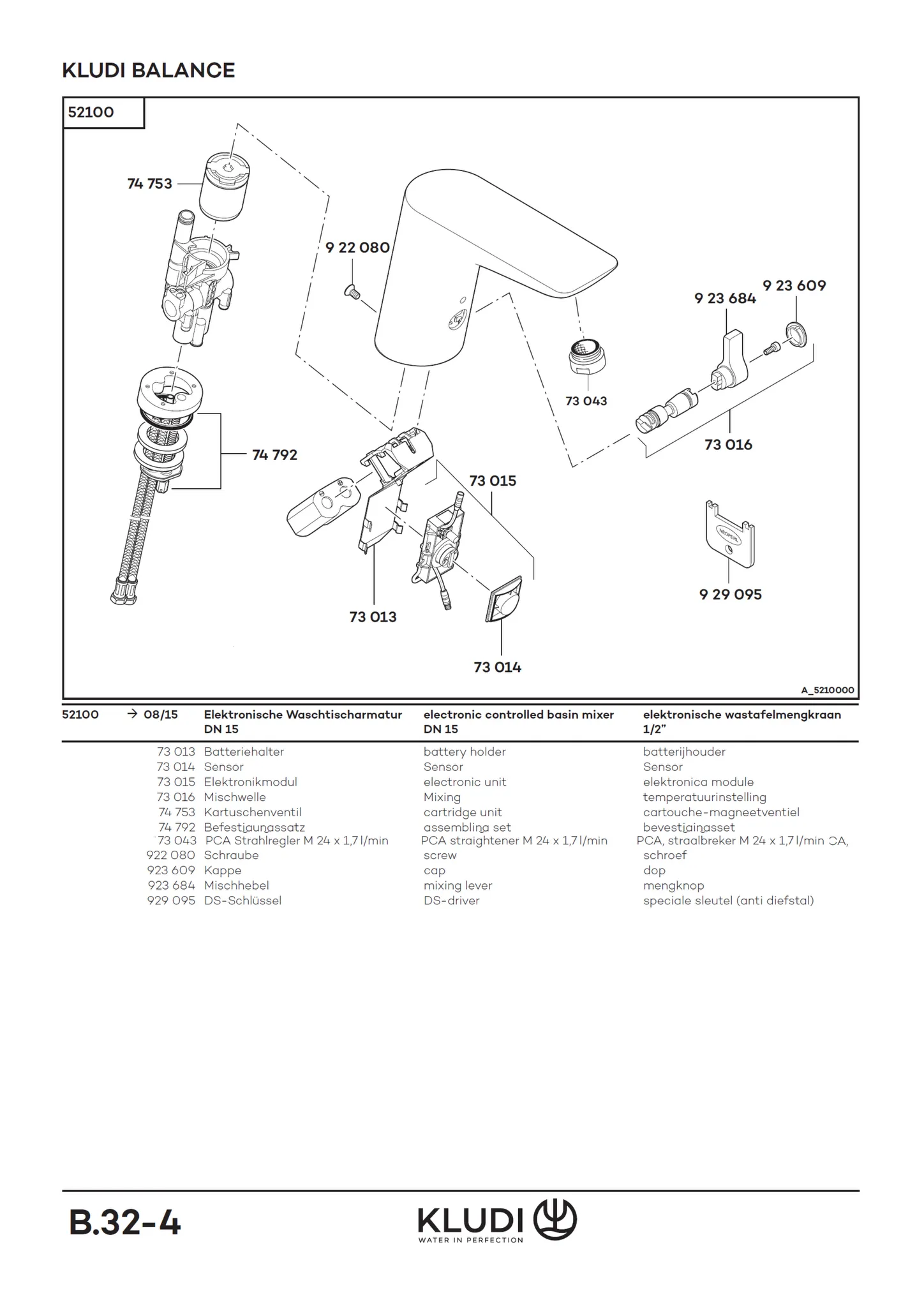 Waschtischarmatur „KLUDI BALANCE“ Ausladung 129 mm in chrom Waschtischarmatur „KLUDI BALANCE“ Ausladung 129 mm in chrom