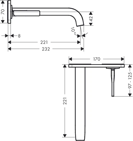 Waschtischmischer UP Axor Citterio E F-Set chrom mit Platte