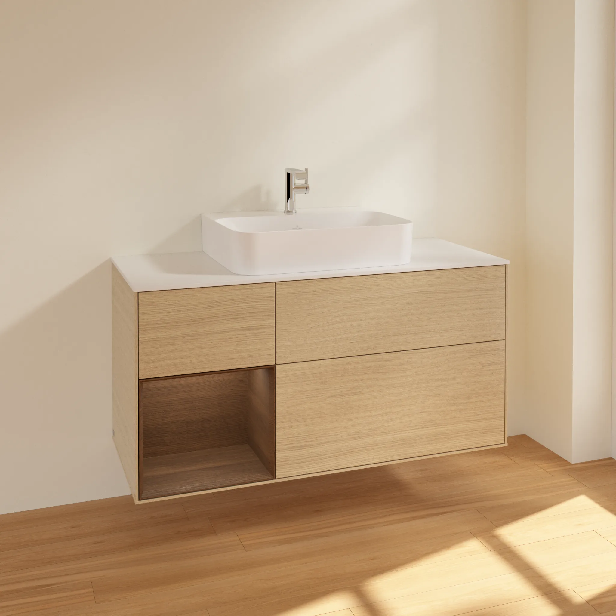 Villeroy & Boch Waschtischunterschrank „Finion“ für Schrankwaschtisch 1200 × 603 × 501 mm Oak Veneer, für Becken mittig