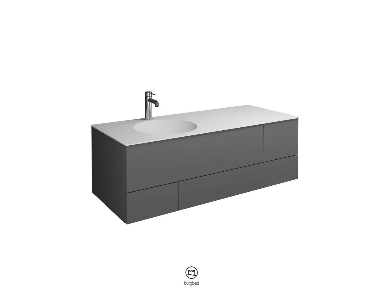 burgbad Coco Mineralguss-Waschtisch inkl. Waschtischunterschrank, Coco MATT, 505x1206x406 burgbad Coco Mineralguss-Waschtisch inkl. Waschtischunterschrank, Coco MATT, 505x1206x406