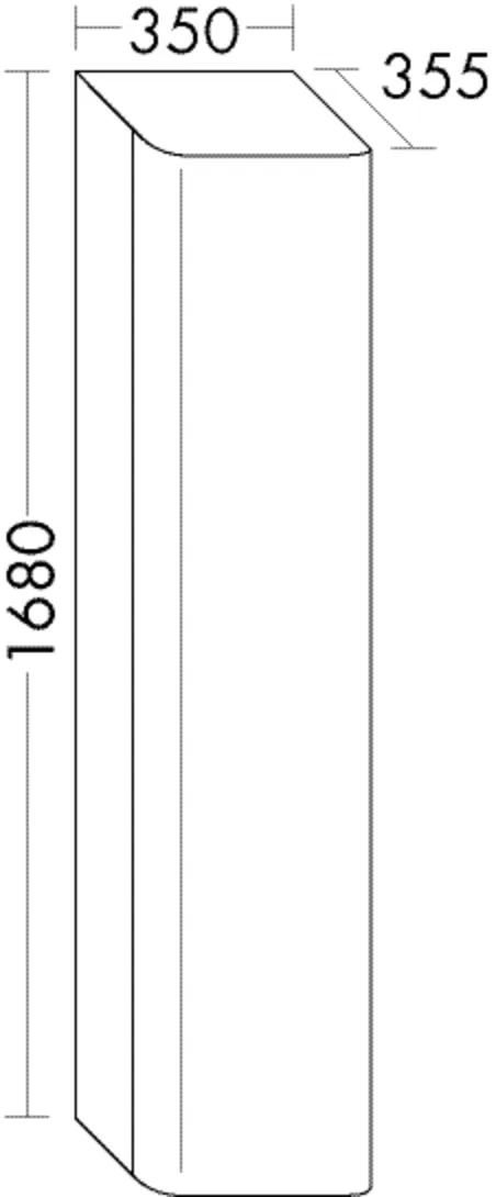 Hochschrank, 1 Tür;5 Glaseinlegeböden;1 fester Boden, Tiefe: 355 mm, Breite: 350 mm, Höhe: 1680 mm