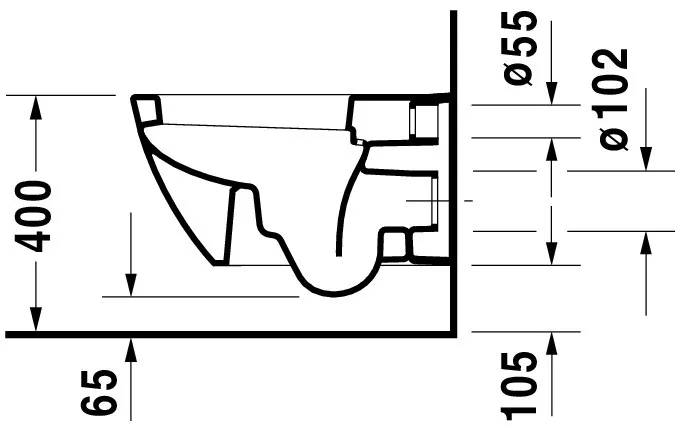 Wand-Tiefspül-WC „Happy D.2“ 36,5 × 33,5 × 54 cm, mit Spülrand