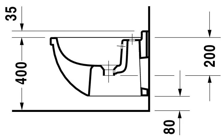 Duravit Wand-Bidet „Starck 3“, Befestigung sichtbar 35,5 × 54 × 32 cm Duravit Wand-Bidet „Starck 3“, Befestigung sichtbar 35,5 × 54 × 32 cm