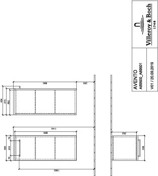 Villeroy & Boch Seitenschrank „Avento“ 35 × 89 × 37,3 cm, Anschlag links, Soft Closing