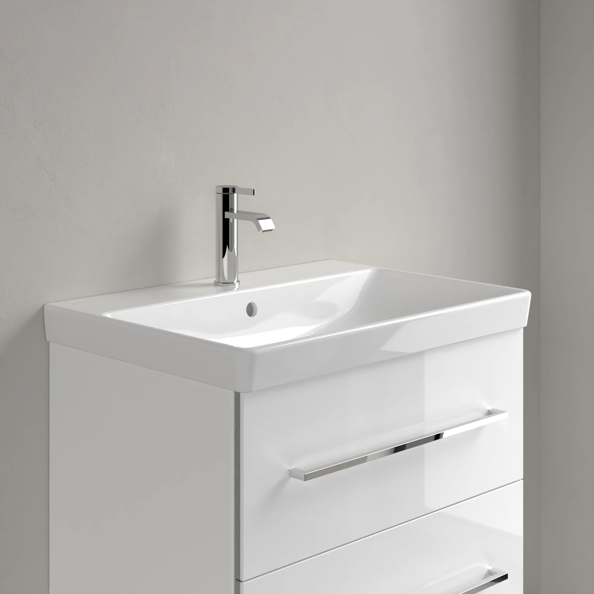 Villeroy & Boch Wandwaschtisch „Avento“ 650 × 470 × 180 mm, für Becken mittig, Hahnlochposition mittig, mit Hahnlochbohrung in Weiß Alpin