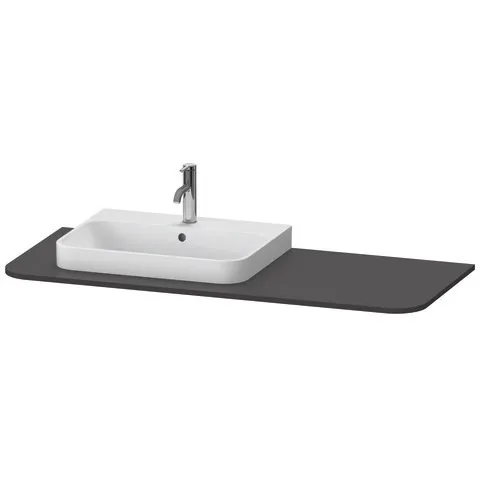 Duravit Konsole „Happy D.2 Plus“, links Ausschnitte: 1 / Farbe: Graphit Supermatt / Größe: 130 × 55 × 1,6 cm Duravit Konsole „Happy D.2 Plus“, links Ausschnitte: 1 / Farbe: Graphit Supermatt / Größe: 130 × 55 × 1,6 cm