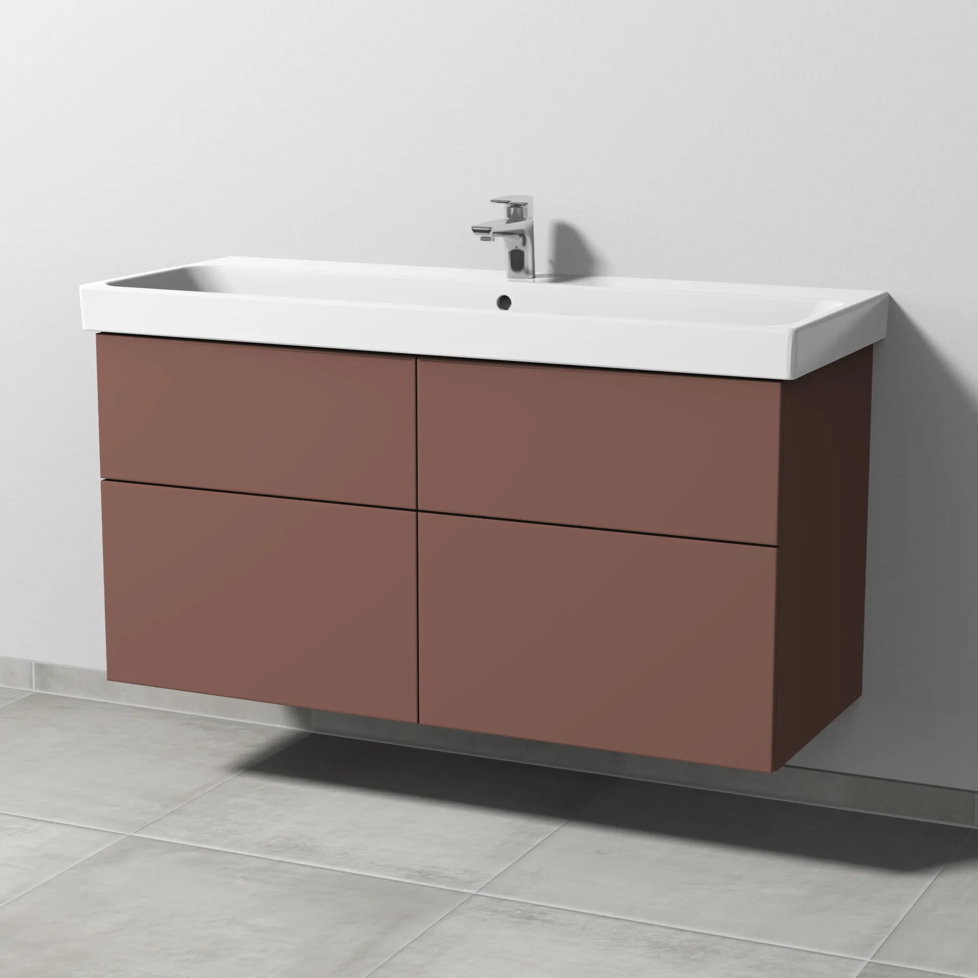 Sanipa Waschtischunterschrank „3way“ 1150 × 588 × 453 mm in Wine-Red, mit Hahnlochbohrung, Becken mittig Sanipa Waschtischunterschrank „3way“ 1150 × 588 × 453 mm in Wine-Red, mit Hahnlochbohrung, Becken mittig