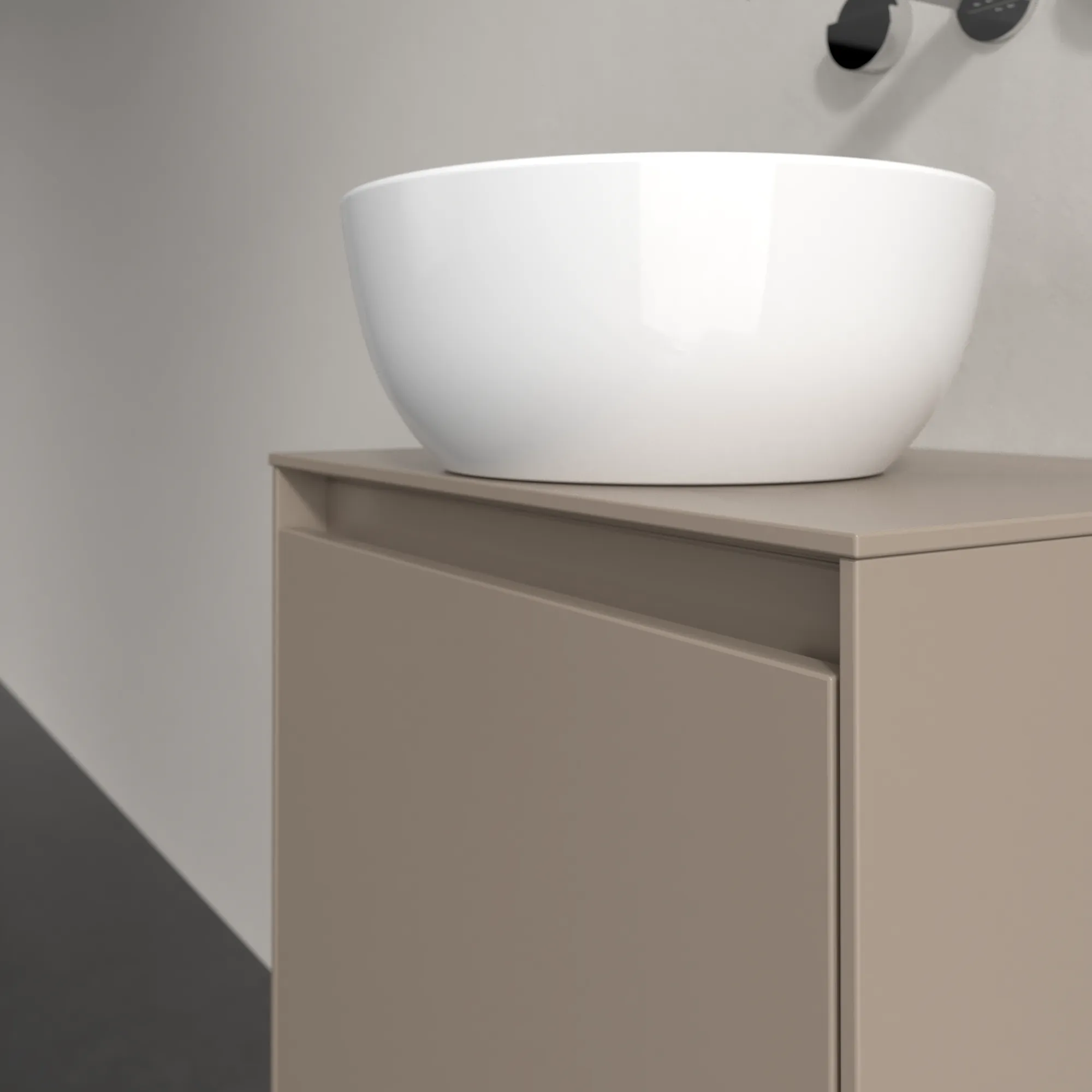 Villeroy & Boch Waschtischunterschrank „Collaro“ 500 × 548 × 380 mm Taupe, für Becken mittig, Anschlag links, mit Beleuchtung