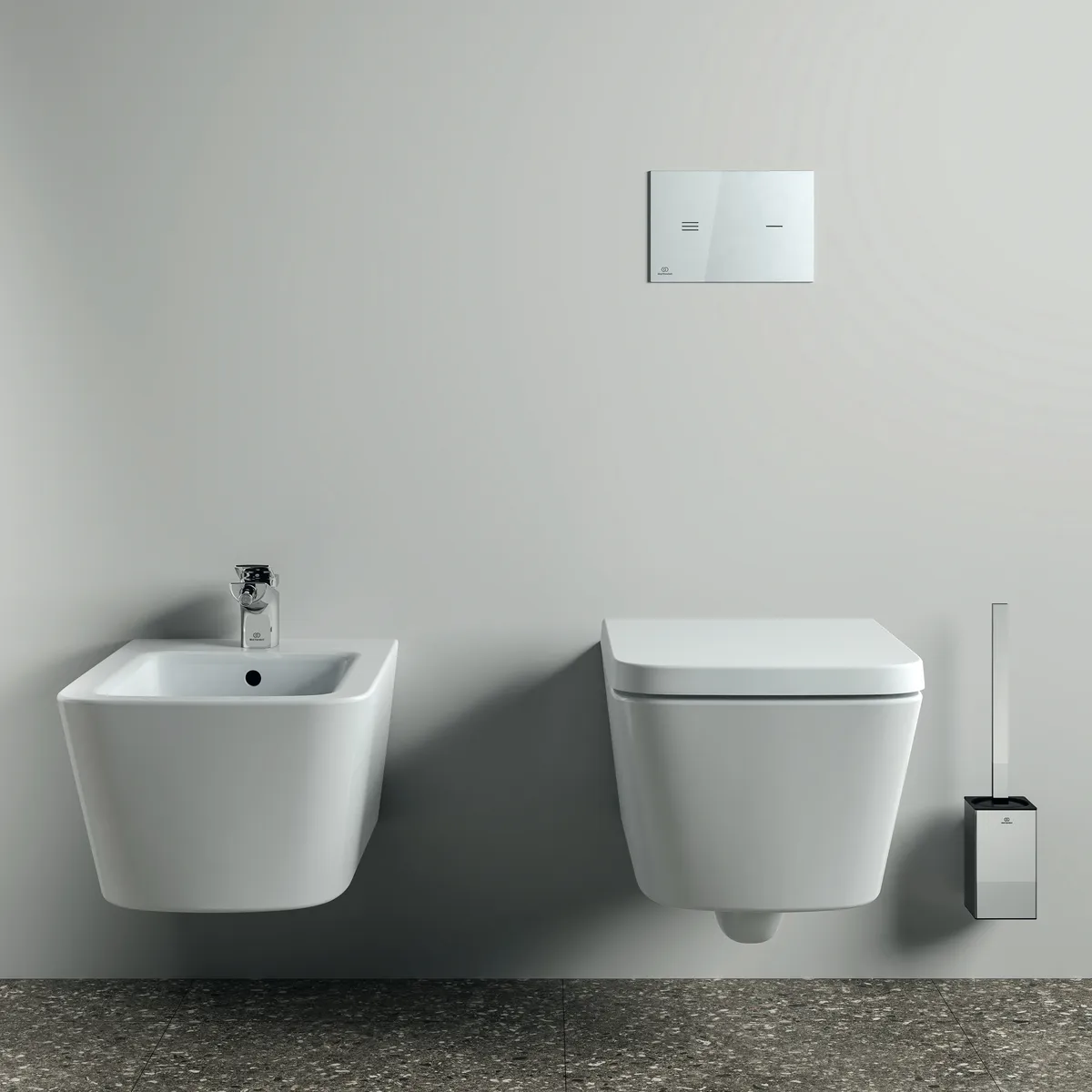 Ideal Standard Toilettenbürstengarnitur „ConcaCube“ 8,1 × 40,3 cm in Chrom, Befestigung verdeckt