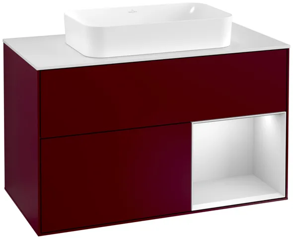 Villeroy & Boch Waschtischunterschrank „Finion“ für Schrankwaschtisch 1000 × 603 × 501 mm Peony Matt Lacquer, für Becken mittig, mit Hahnlochbohrung