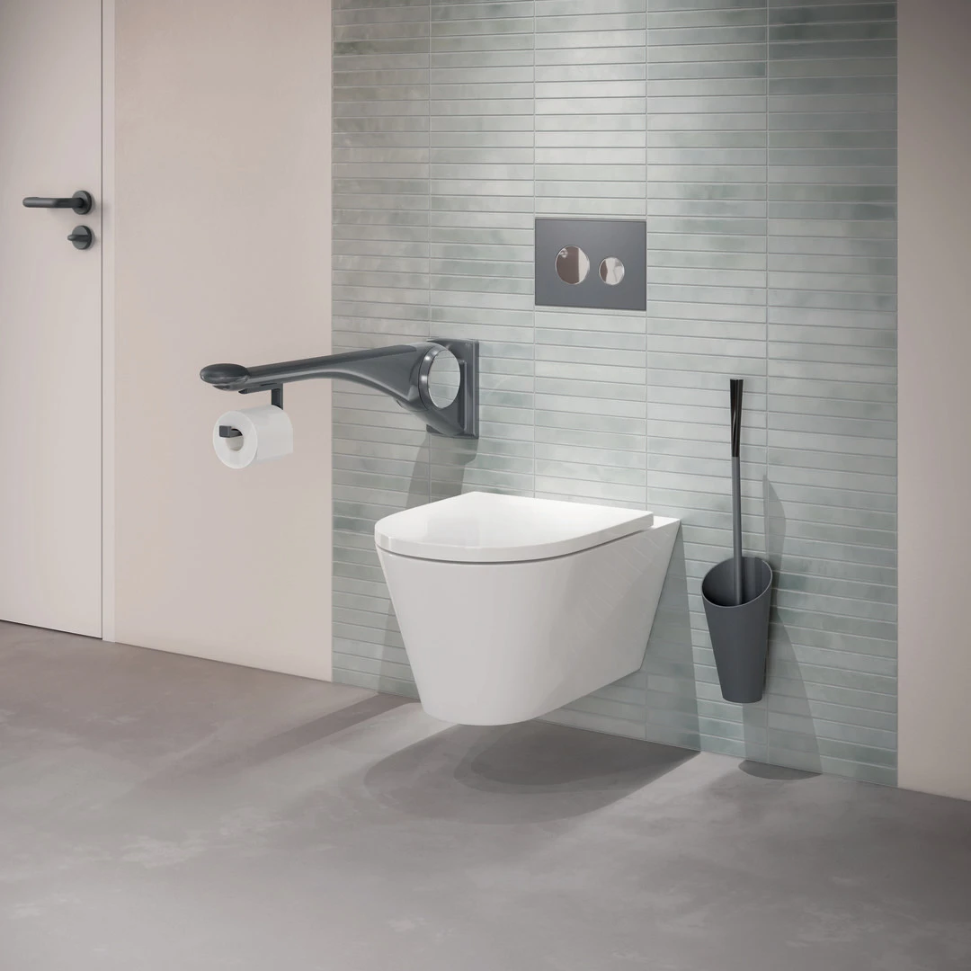 HEWI Toilettenbürstengarnitur „Serie 801“ 13 × 57,5 cm in Anthrazitgrau