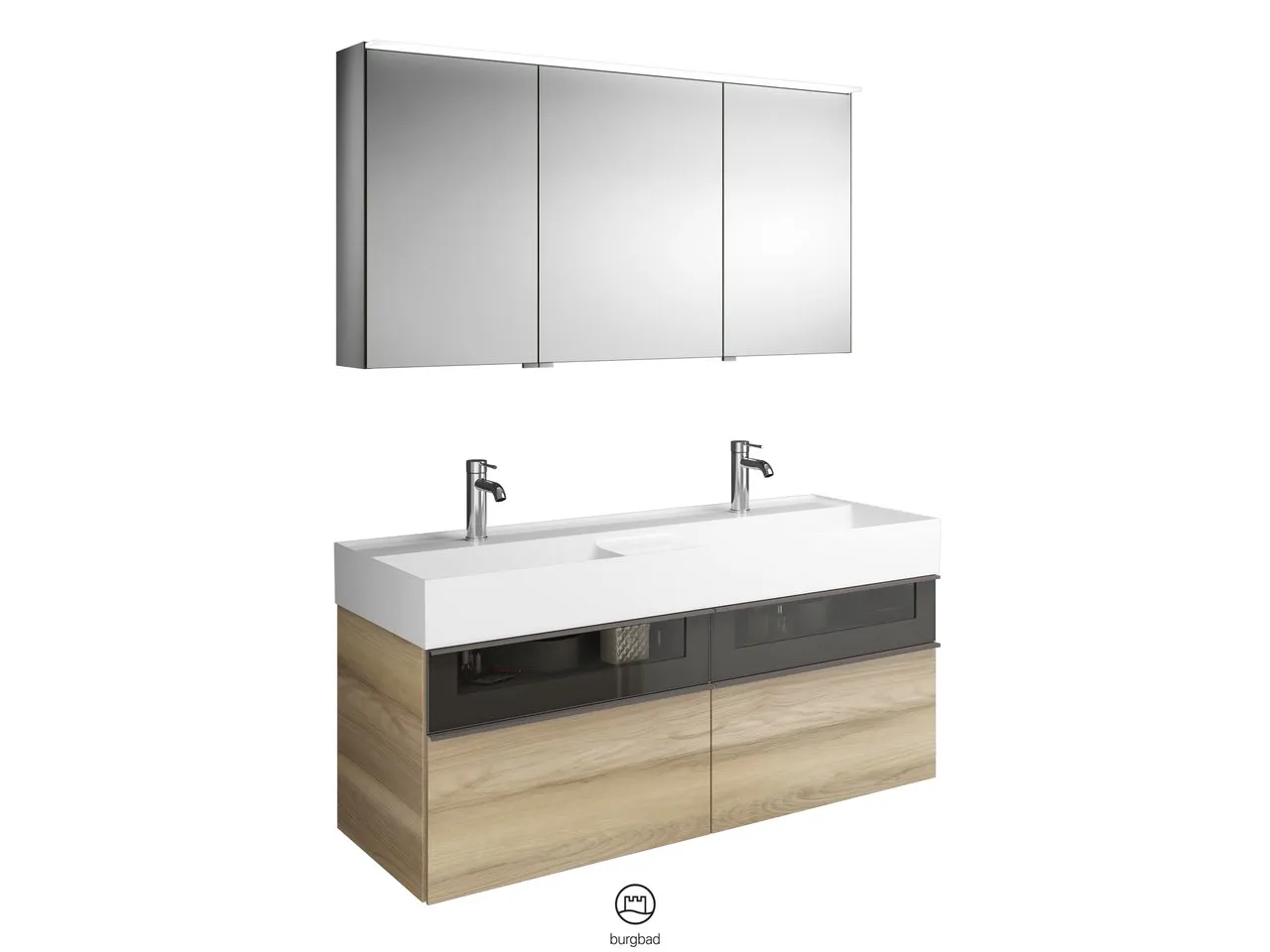 burgbad Badmöbelset „Yumo“ in Eiche Dekor Silber burgbad Badmöbelset „Yumo“ in Eiche Dekor Silber