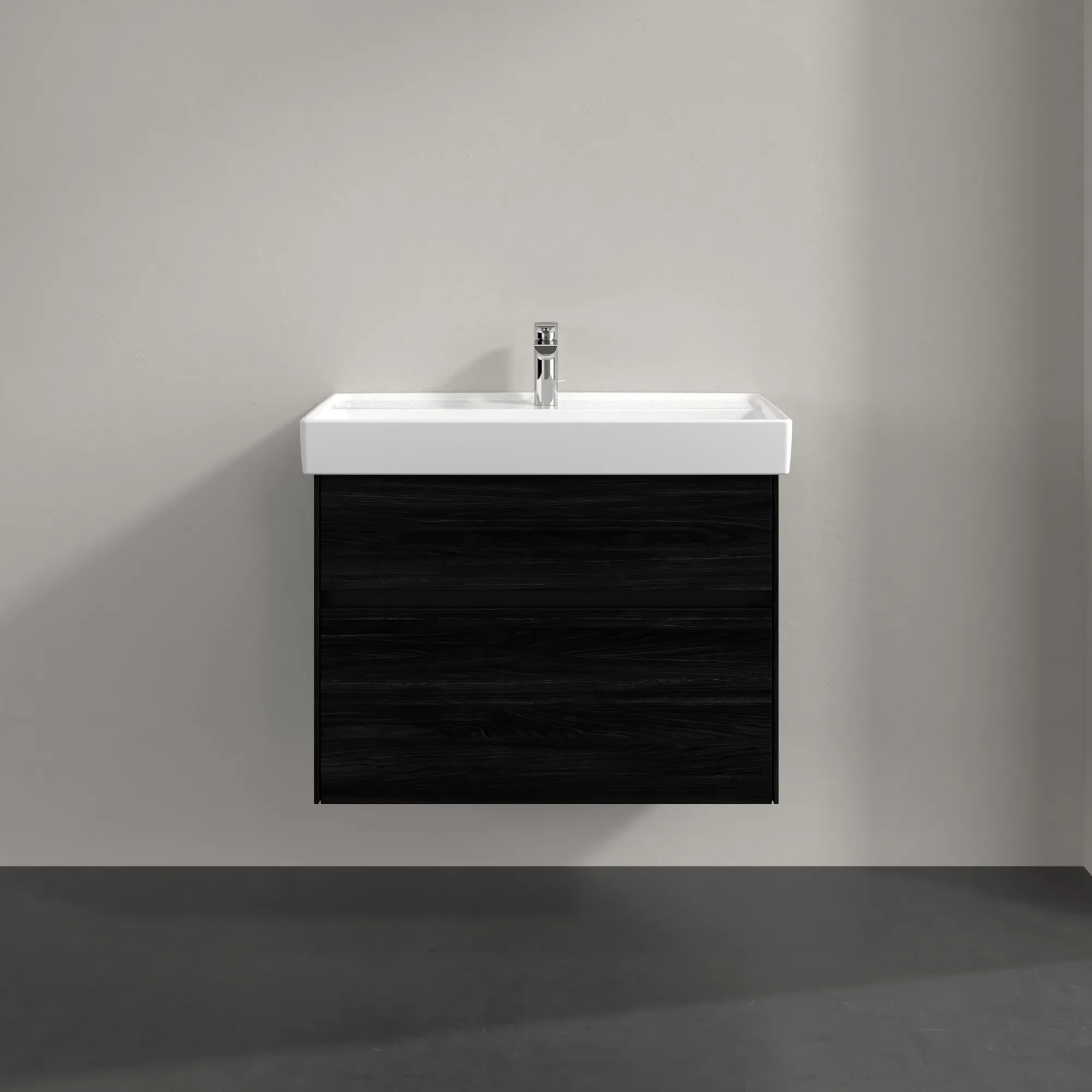Villeroy & Boch Waschbeckenunterschrank Collaro C01000, 754 x 546 x 444 mm, Black Oak, mit SoftClosing und integrierten Aluminiumgriffen Villeroy & Boch Waschbeckenunterschrank Collaro C01000, 754 x 546 x 444 mm, Black Oak, mit SoftClosing und integrierten Aluminiumgriffen