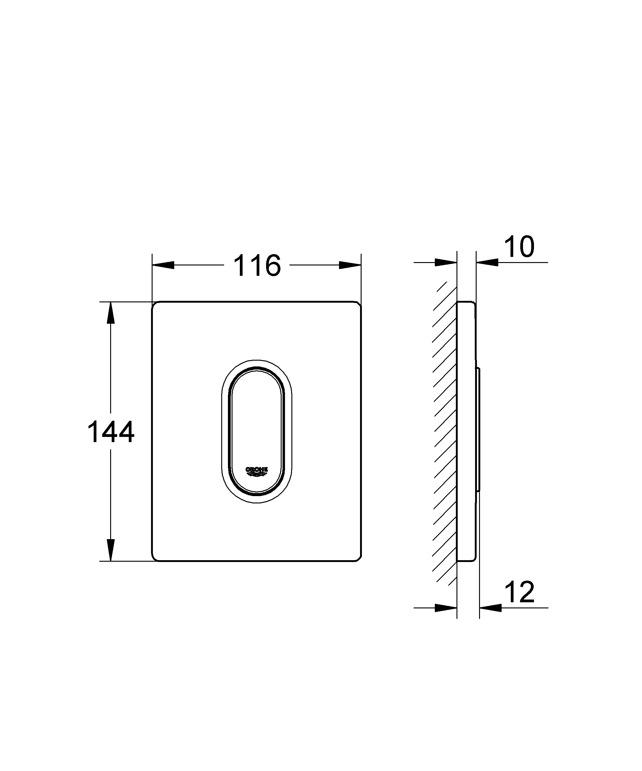 Urinal-Betätigung Arena Cosmopolitan 38857, 116 x 144 mm, Fertigmontageset für Rapido U oder Rapido UMB, chrom