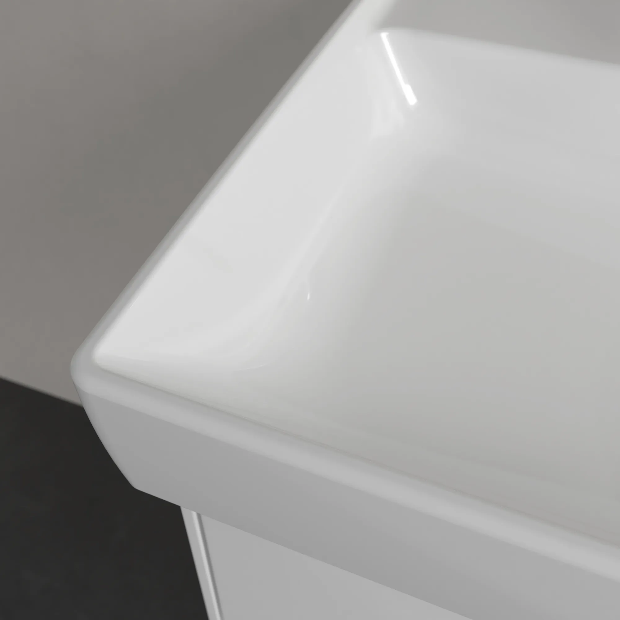 Villeroy & Boch Wandwaschtisch aus TitanCeram „Collaro“ 600 × 470 × 160 mm, mit Hahnlochbohrung, Hahnlochposition mittig in Weiß Alpin