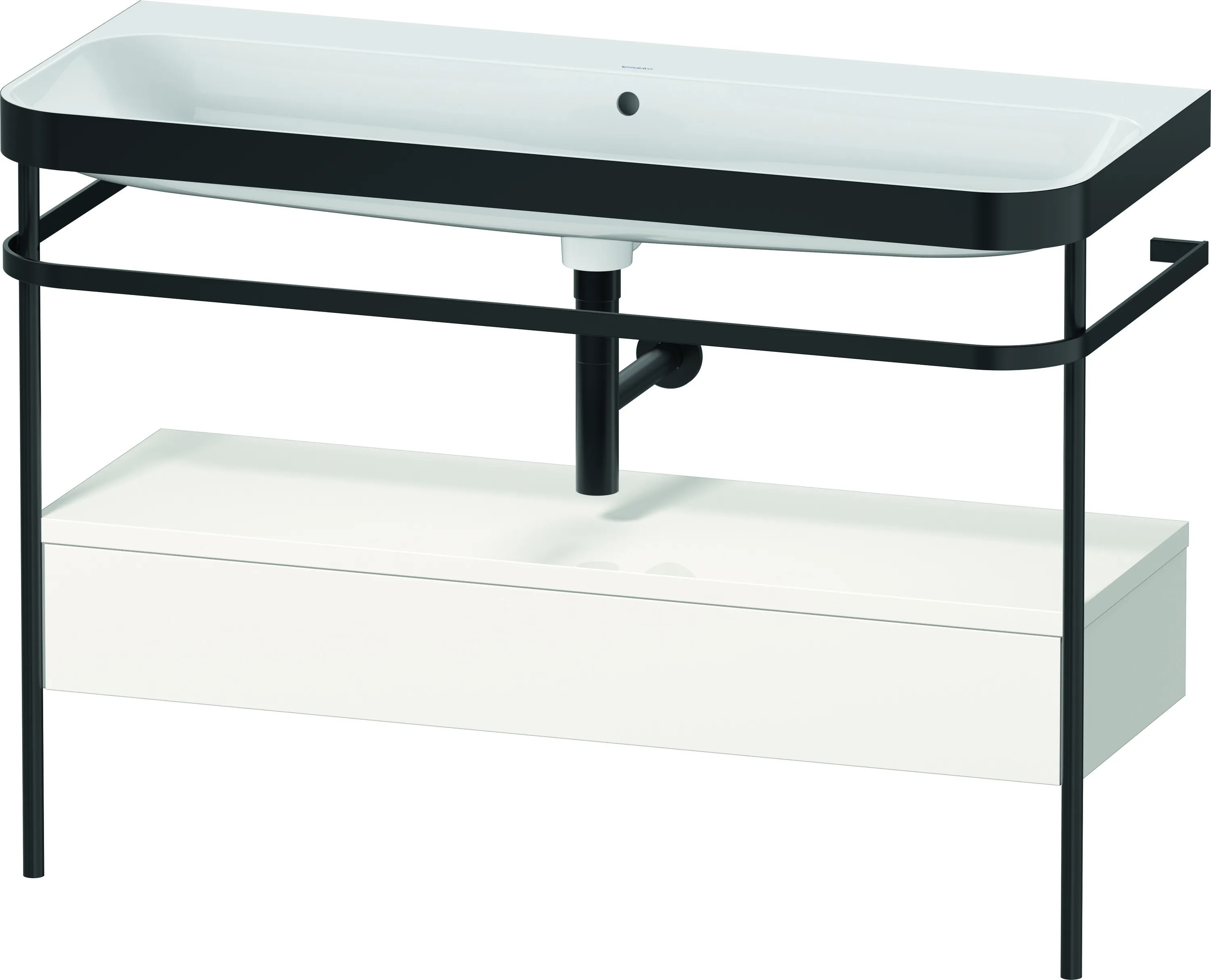 Duravit Waschtischunterschrank mit Metallkonsole „Happy D.2 Plus“ 117,5 × 85 × 49 cm Weiß Hochglanz