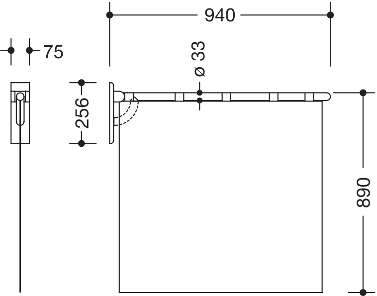 HEWI Duschvorhang „Serie 805“ 94 × 89 cm