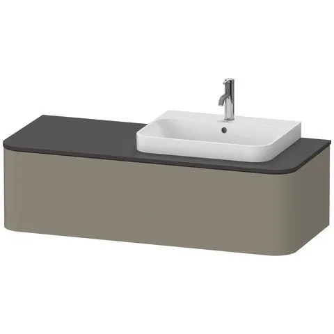Duravit Waschtischunterschrank wandhängend „Happy D.2 Plus“ 130 × 35,4 × 55 cm, rechts Becken: rechts / Beleuchtung: ohne / Front- & Korpusfarbe: Steingrau Seidenmatt / Größe: 130 × 55 × 35,4 cm / Oberfläche: Lack / Schubladen: 1 Duravit Waschtischunterschrank wandhängend „Happy D.2 Plus“ 130 × 35,4 × 55 cm, rechts Becken: rechts / Beleuchtung: ohne / Front- & Korpusfarbe: Steingrau Seidenmatt / Größe: 130 × 55 × 35,4 cm / Oberfläche: Lack / Schubladen: 1