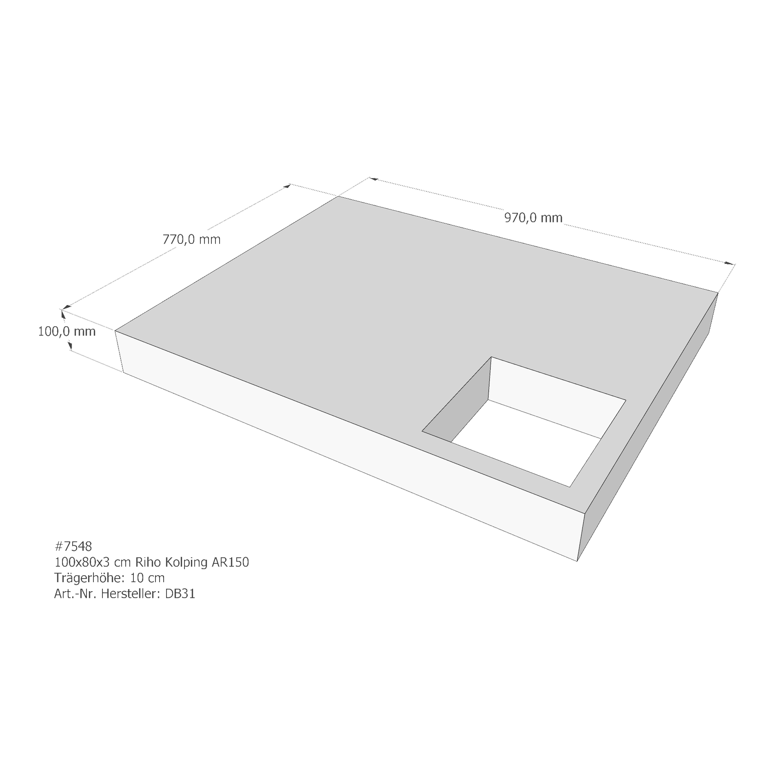 Duschwannenträger für Riho Kolping Mineralguß 100 × 80 × 3 cm