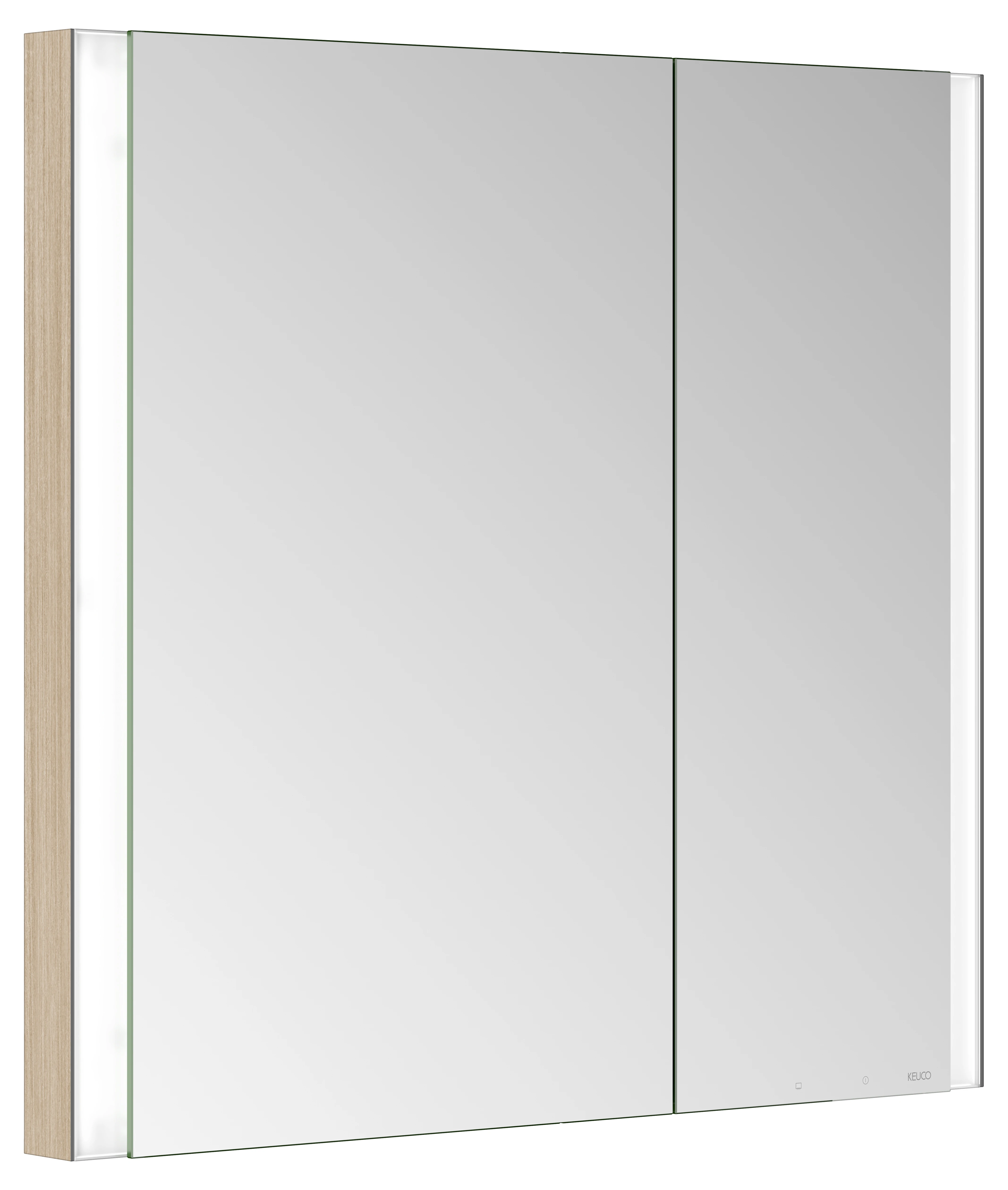 KEUCO Wandeinbau Spiegelschrank „Somaris“ Eiche hell Dekor, Unterputz, mit Spiegelheizung 800 × 710 × 115 mm