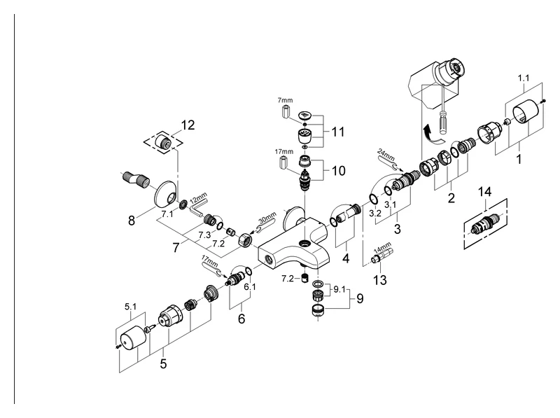 Grohe Grohtherm 1000 Thermostat-Brausebatterie 34550 Wandmontage Grohe Grohtherm 1000 Thermostat-Brausebatterie 34550 Wandmontage