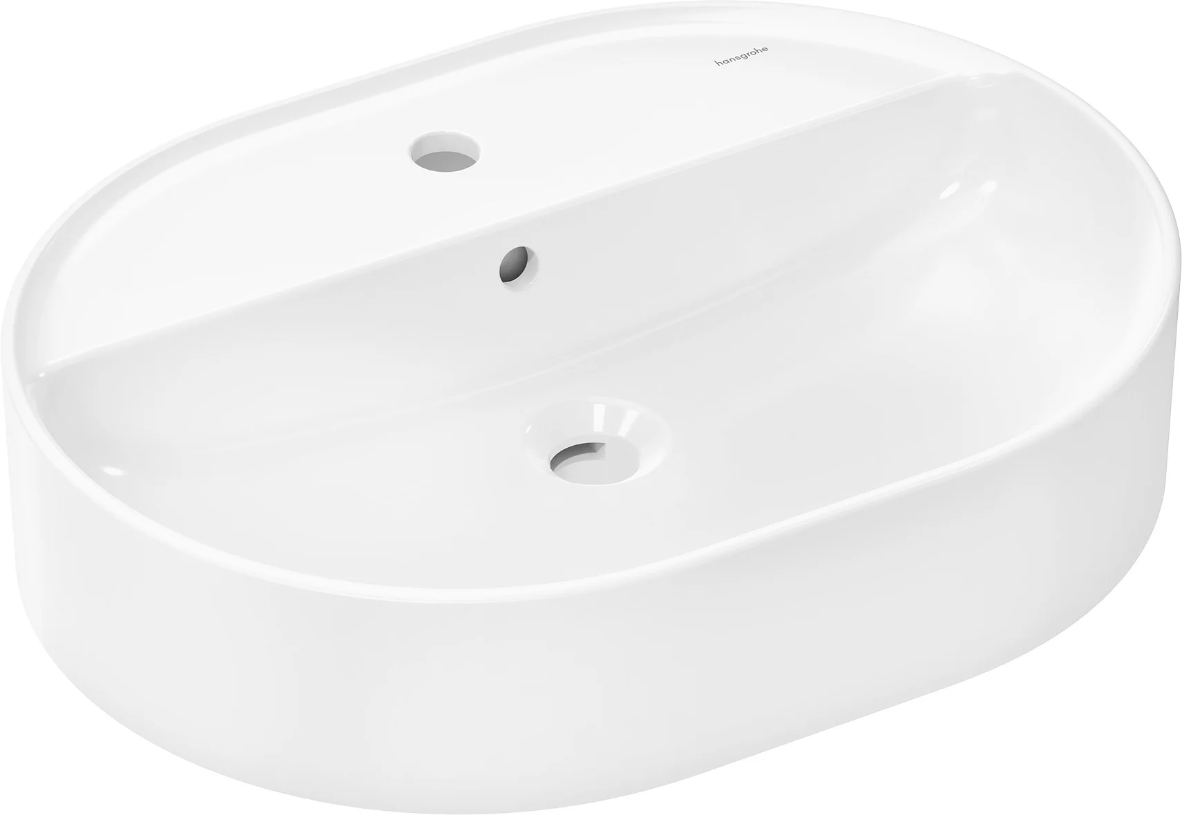 Hansgrohe Aufsatzwaschtisch Xuniva U, weiß, 600x450 mm, glänzend, mit Hahnloch und Überlauf