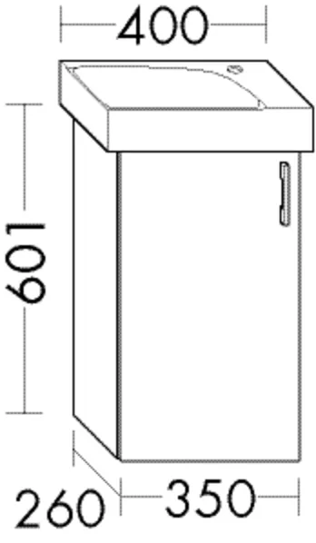 Waschtischunterschrank Sys30 PG1 Aqua von burgbad – 260 mm tief, 350 mm breit, 601 mm hoch, für Geberit Xeno2 500.528 / 500.529