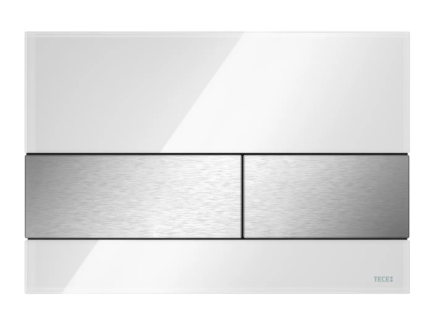 square Betätigungsplatte Zweimengen, Glas weiß glzd., Tasten Edelst. geb. AFP square Betätigungsplatte Zweimengen, Glas weiß glzd., Tasten Edelst. geb. AFP