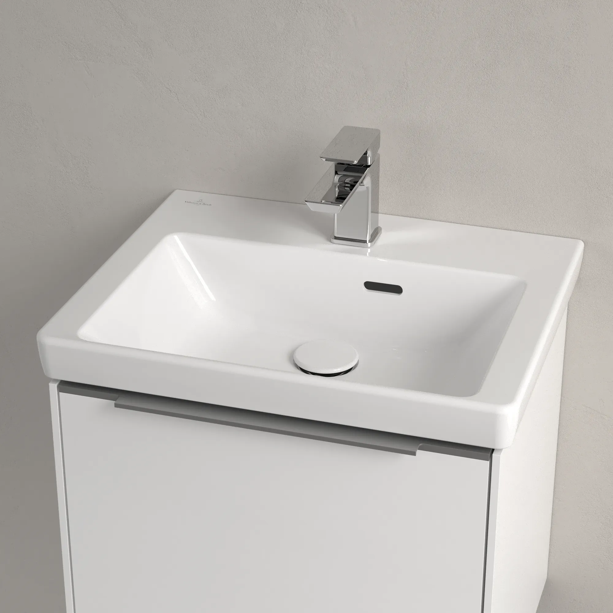 Villeroy & Boch Handwaschbecken für Montage mit Möbel „Subway 3.0“ 500 × 400 × 145 mm, mit Hahnlochbohrung, Hahnlochposition mittig in Weiß Alpin