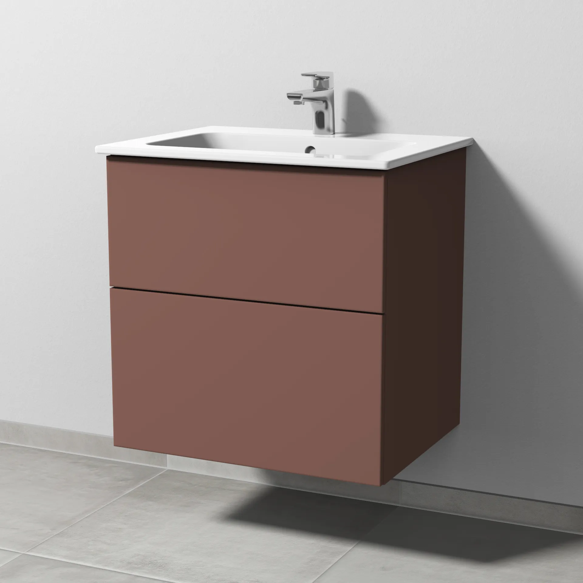 Sanipa Waschtischunterschrank „3way“ passend zu Keramik-Waschtische ME by Starck von Duravit 600 × 613 × 467 mm in Wine-Red