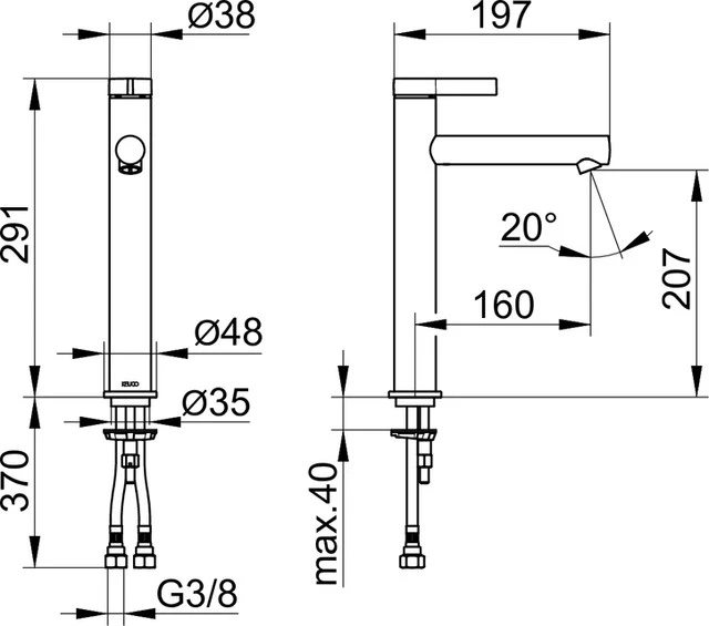 IXMO 59510371100 Einhebel-Waschtischmischer 210 ohne Zugstangen-Ablaufgarnitur IXMO Pure, Rosette rund/eckig schwarz