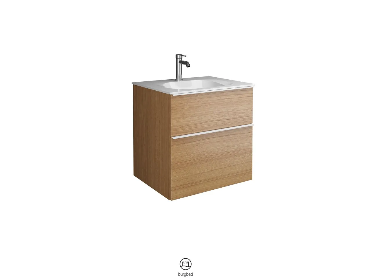 burgbad Badmöbelset „Fiumo“ 660 × 650 mm Griff, Chrom (230 mm), in Weiß Matt
