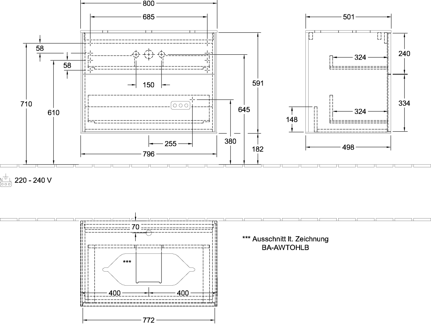 Villeroy & Boch Waschbeckenunterschrank Finion G22, Anthracite Matt Lacquer, 800 x 603 x 501 mm, mit Beleuchtung und SoftClosing Villeroy & Boch Waschbeckenunterschrank Finion G22, Anthracite Matt Lacquer, 800 x 603 x 501 mm, mit Beleuchtung und SoftClosing