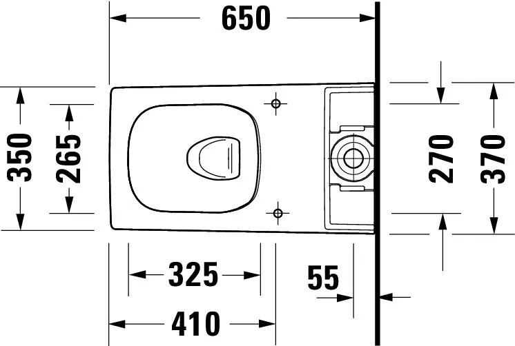 Stand-WC Kombi 650mm Viu, Weiß rimless, TS, Abgang vario