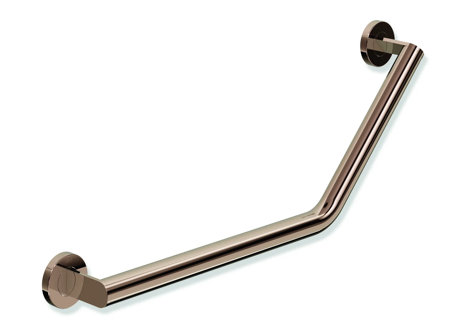 HEWI Winkelgriff System 900, Edelstahl PVD Kupfer glänzend, Achsmaße 620 mm / 283 mm, Winkel 135°, Durchmesser 32 mm, links