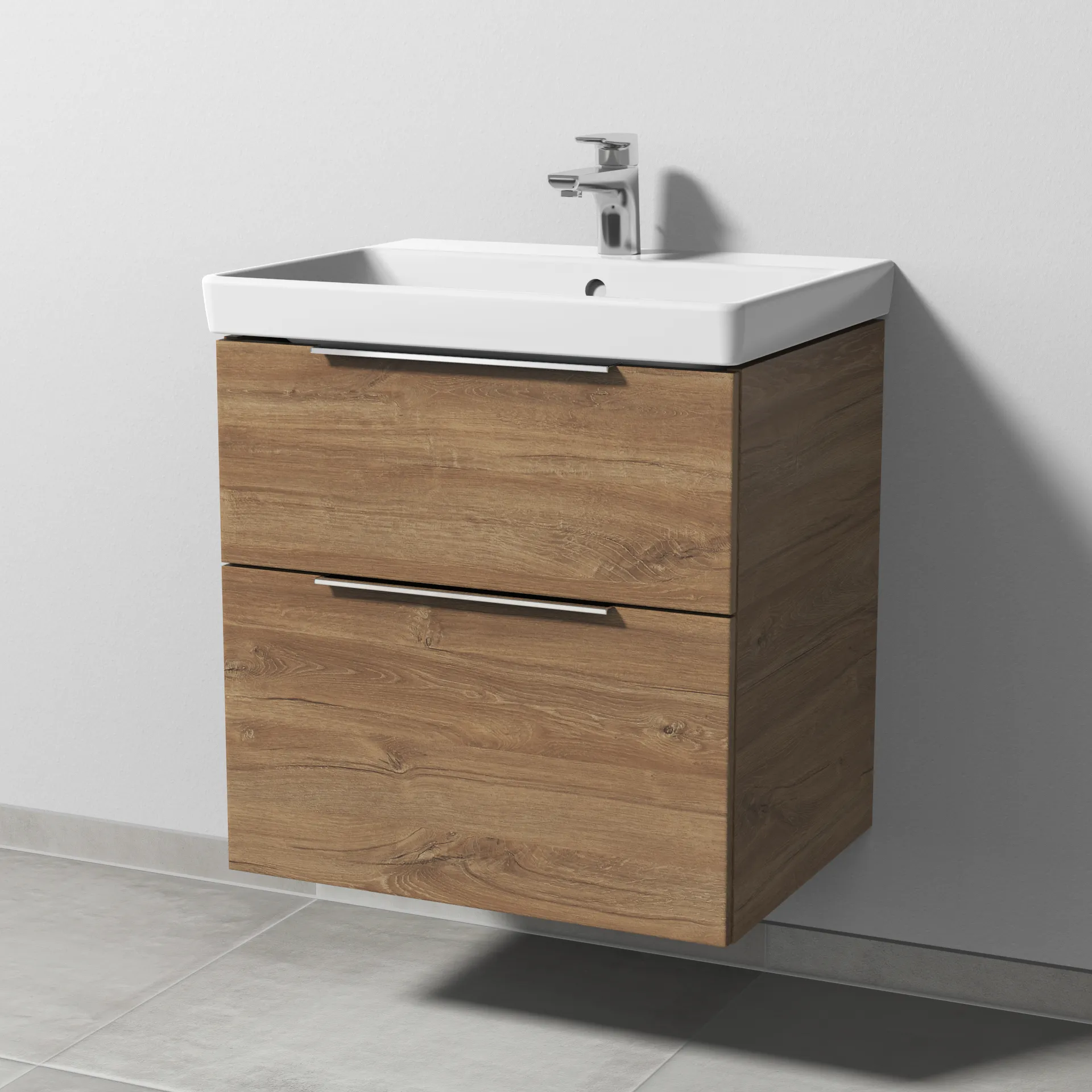 Sanipa Waschtischunterschrank „3way“ passend zu Keramik-Waschtische Avento von Villeroy & Boch 580 × 580 × 452 mm in Eiche Kansas
