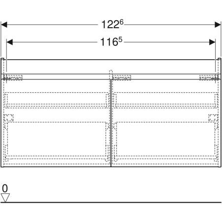 Geberit Renova Plan Unterschrank für Doppelwaschtisch, Nussbaum hickory hell, 122,6 x 60,6 x 44,6 cm, Wanneneinbaumaß 130 cm Geberit Renova Plan Unterschrank für Doppelwaschtisch, Nussbaum hickory hell, 122,6 x 60,6 x 44,6 cm, Wanneneinbaumaß 130 cm