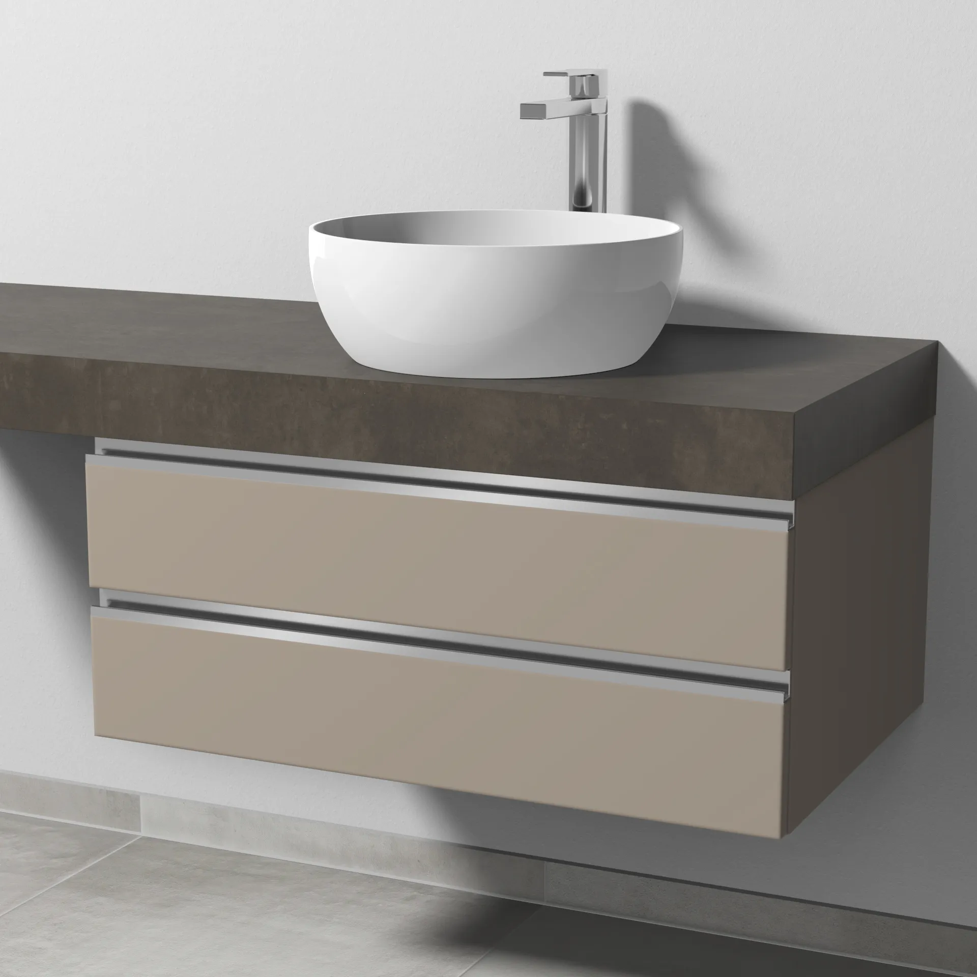 Sanipa Waschtischunterschrank „2morrow“ 800 × 340 × 520 mm in Sandgrau (matt)
