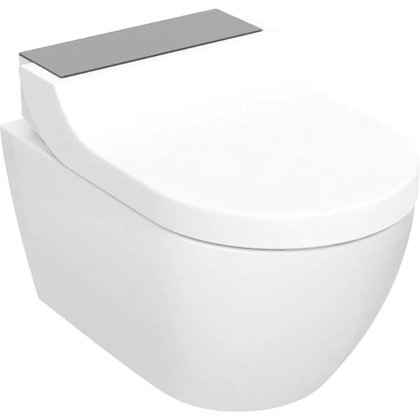 Geberit Wand-Dusch-WC Komplettanlage AquaClean „Tuma“ Comfort in Glas schwarz, Befestigung sichtbar, ohne Spülrand